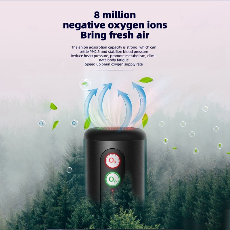 Mini Ozone Generator Deodorizer Air Purifier USB Rechargeable Portable Air Space Clear Odor for Office Car Room