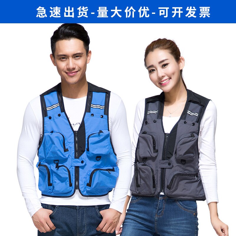 Fotografie vest reclame visserij heren canvas multi-pockets rood reporter regisseur outdoor vest