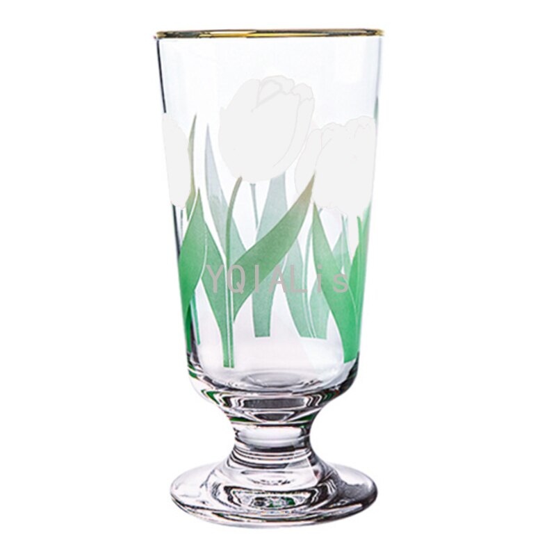 4 stiler japansk koreansk stil hvit blomst tulipan vinglass rød blomst gylden munn whisky dessert kopp ins drikkesett: S2