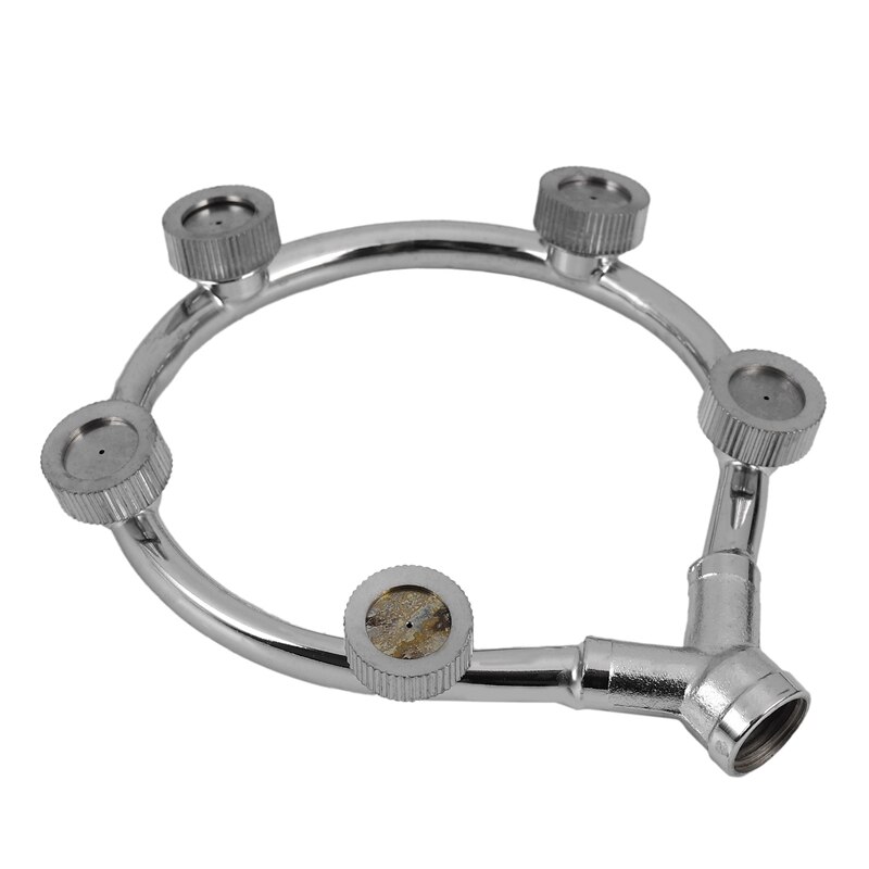 2X Stainless Steel Fan Ring With 5 Nozzle Seats Sprayer Mist Fan Ring Water Sprayer Fine Fog Ring