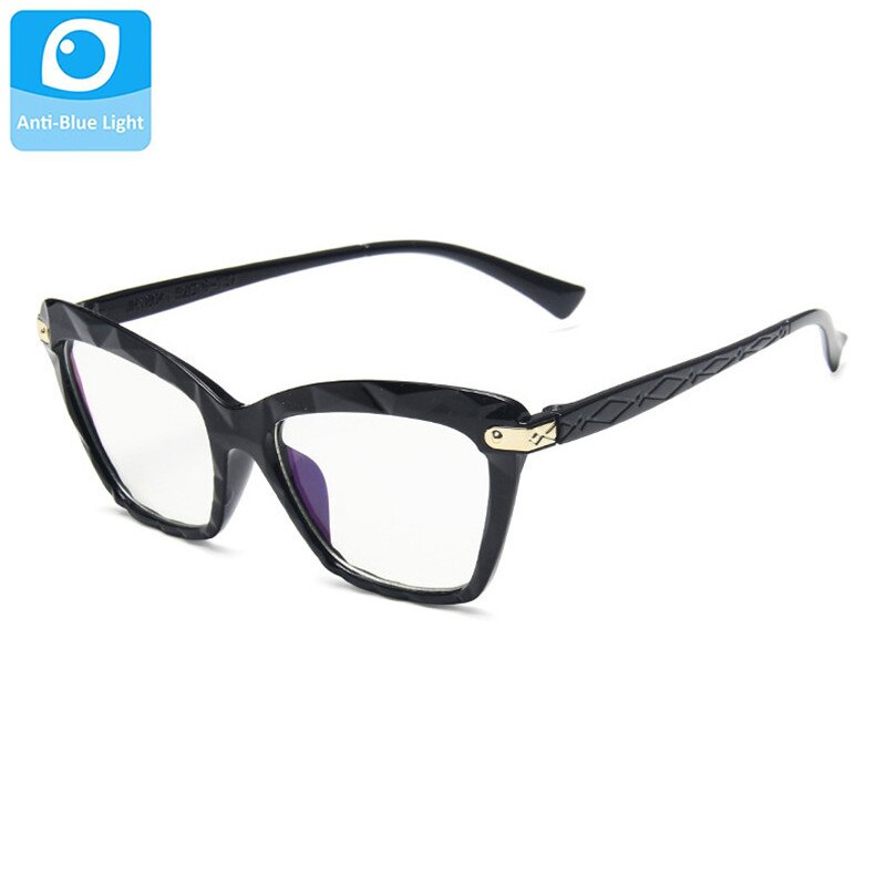 Anti-blauw licht bril dames cat eye bril montuur dames cat eye bril montuur heldere lens bril oculair zonnebril: Zwart