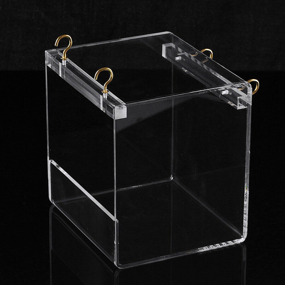 Periquitos con ganchos colgantes, acrílico, bañera de aves, limpieza, suministros para mascotas, jaula portátil para casa, loros, ducha espaciosa, cacatúa