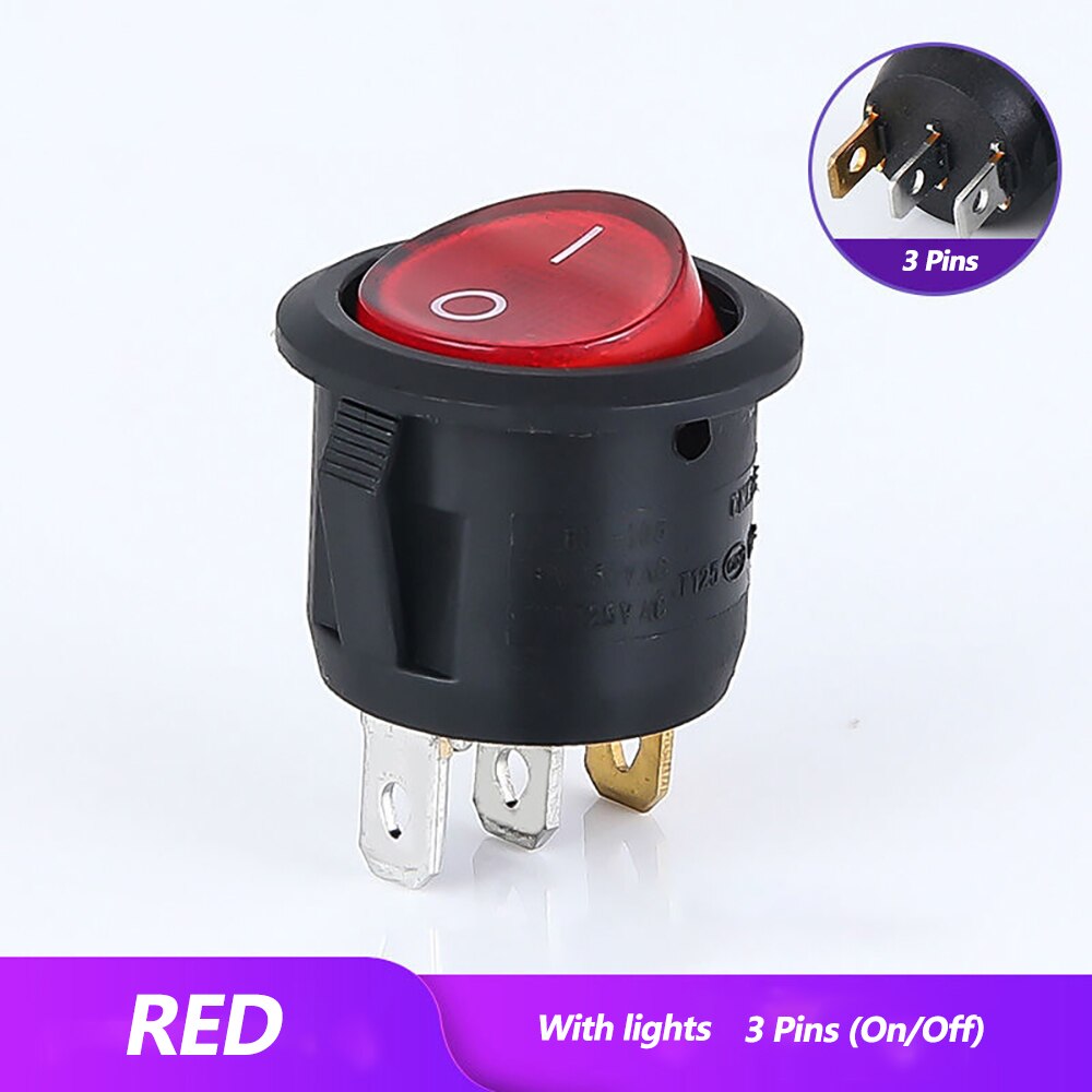 10 Stuks On/Off Knop Ac-2 Terminal Spst Tuimelschakelaar Waterdichte Cap Switcher Ronde Panel Starter Power schakelaars Voor Auto Rv: 10pcs-Red-3pins