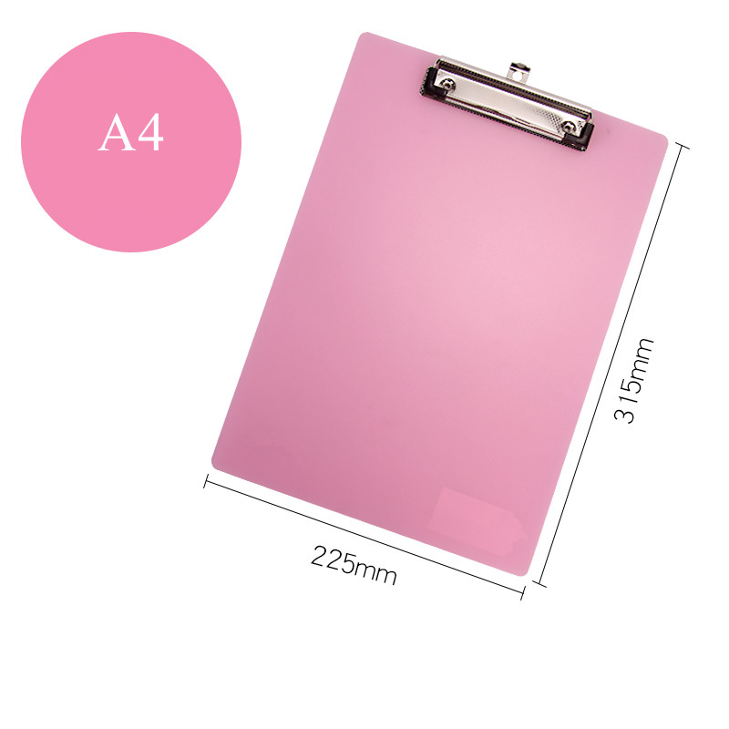5 Colors A4 Plastic Clip Board Portable File Folder Clipboard with Hook Drawing Writing Pad Office Supplies Student Stationery