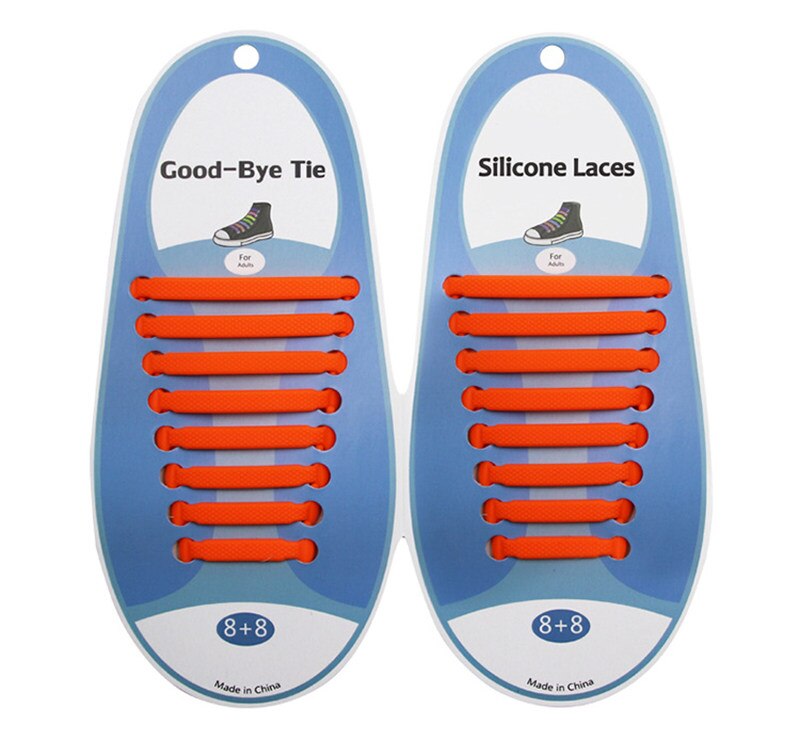 16 teile/satz Elastische Silikon Schnürsenkel Kreative Faul Silikon Laufende Keine Krawatte Gummi Spitze Schuhe Zubehör für mann frauen unisex: Orange