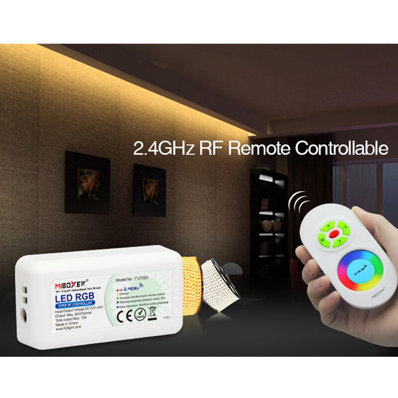 MiBoxer FUT020 2.4GHz RGB LED Strip Controller for 5050 3528 3014 LED Strip Light DC12V/24V 5Keys Touch LED Wireless Controller