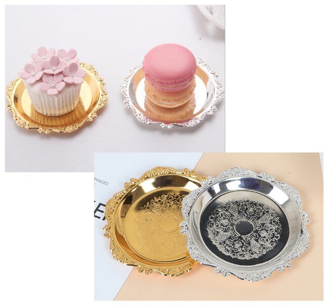 Iron Tray Glossy Plate Buffet Fruit Cake Party Supplies Dessert Storage Plates 1PCS