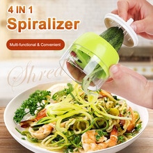 Handheld Spiralizer Groente Fruit Slicer 4 In 1 Verstelbare Spiraal Rasp Cutter Salade Gereedschap Courgette Noodle Spaghetti Maker