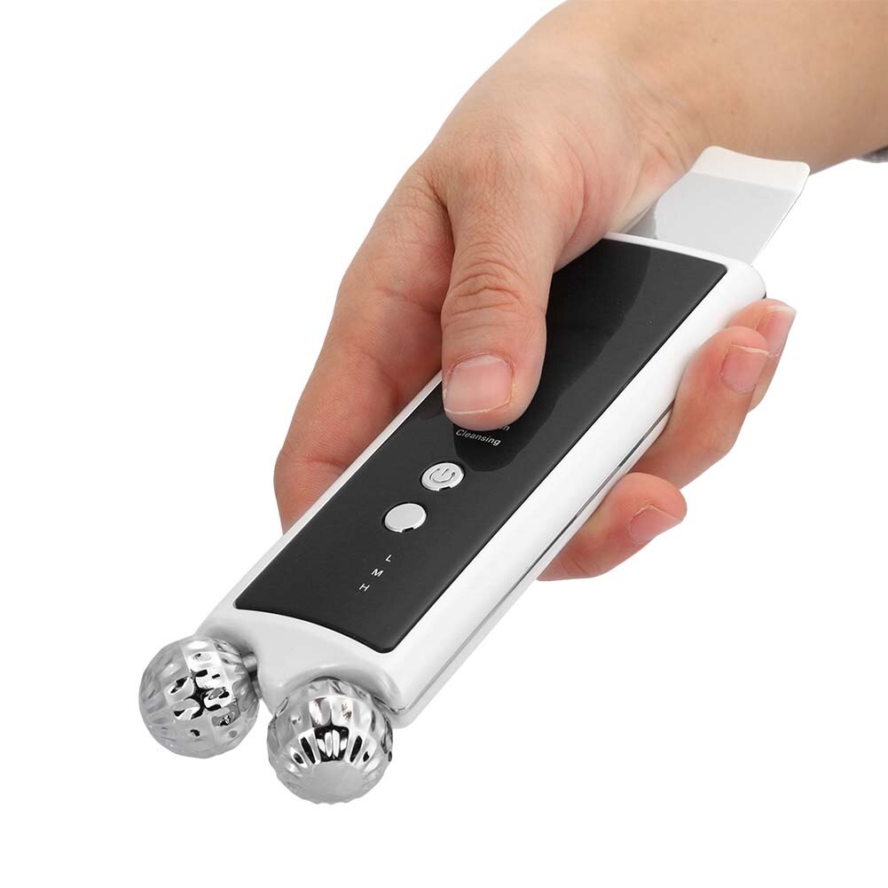 3D EMS Double-Roller Ultrasonic Skin Scrubber Blackhead Removal Beauty Machine
