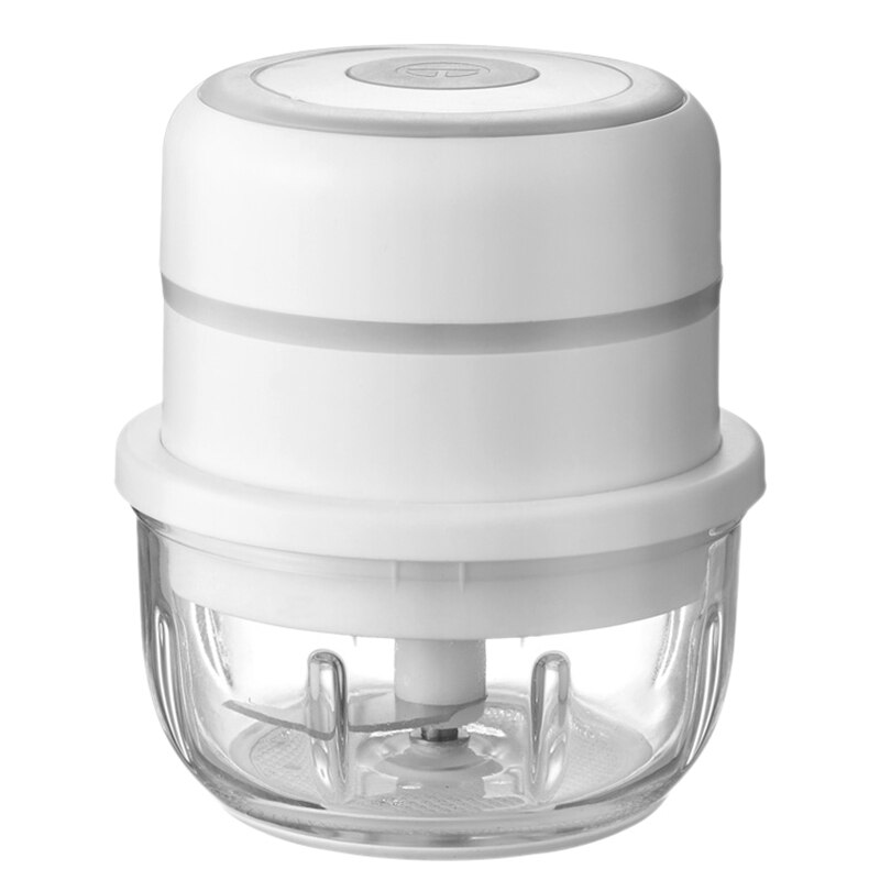 Cordless Electric Mini Food Slicer 150ML,Gl Bowl for Meat Vegetable: White