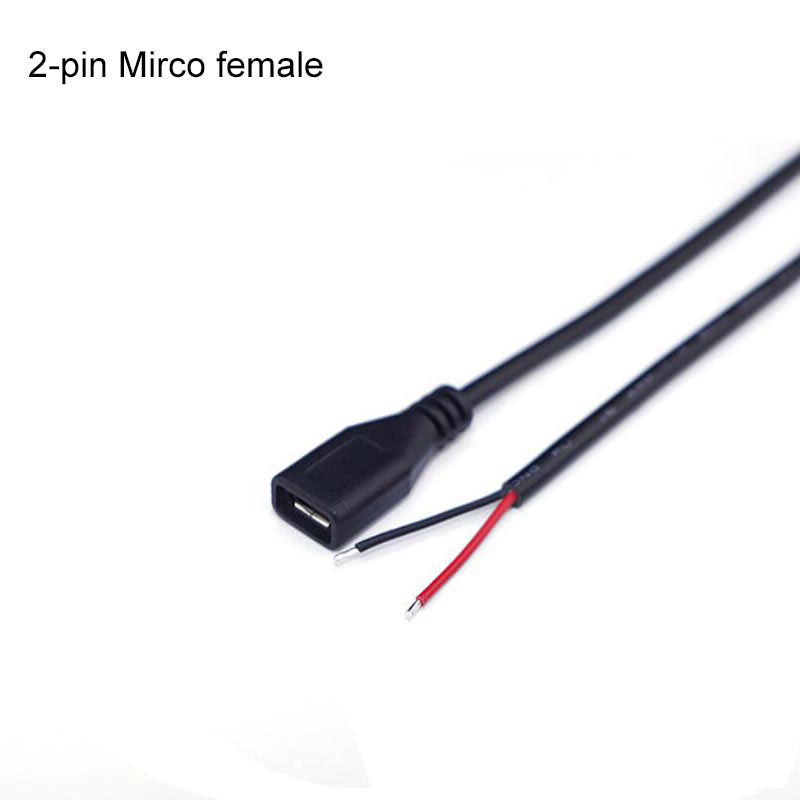 2 4 núcleos 0,3 M USB 2,0 tipo A macho hembra 2 pines 4 pines micro USB DIY conector reparación Cable de soldadura adaptador de fuente de carga de energía: Castaño