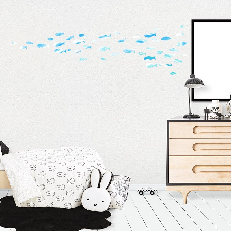60Pcs Set Under The Sea Fish Waterproof Vinyl Decal Tiles Wall Stickers For Bathroom Kitchen Home Decor