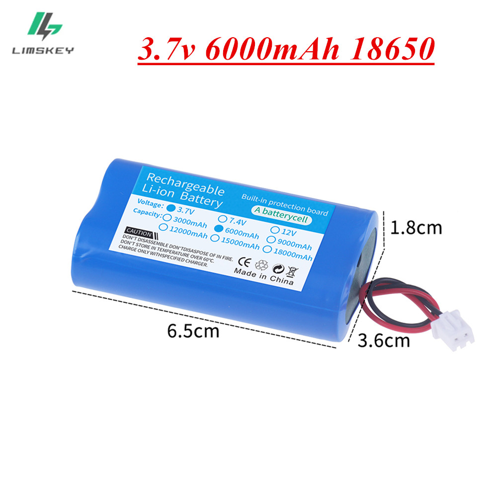 3,7 V 18650 lithiumbatterijpak 6000 Oplaadbare batterijgroep met XH2.54-2p-stekker voor bewakingsapparatuur, beschermingsbord