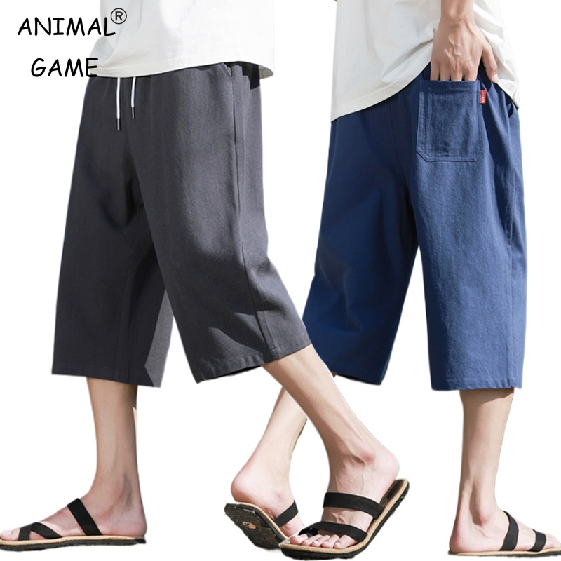 pantalon court en lin été coton couleur unie Shorts grands Shorts légers hommes Shorts de plage pour hommes pantalons de survêtement respirants