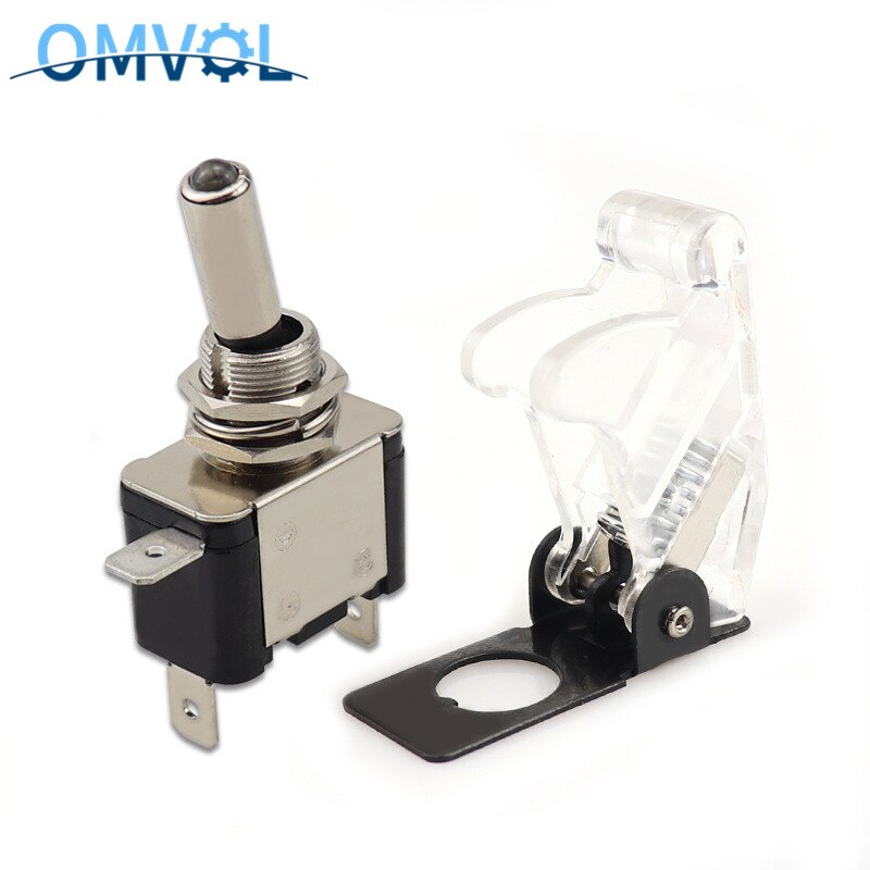LED illuminated LED Toggle Switch With Missile Style Flick Cover Car Dash 12V 20A 3Pin
