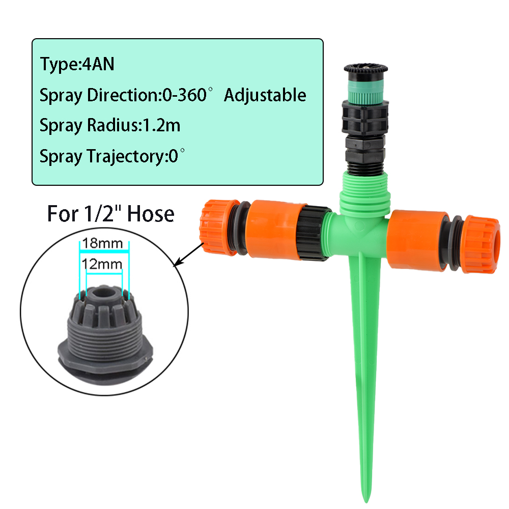 Tuinsproeier 0-360 ° Rotatie Irrigatie Bewateringssysteem Automatische Landbouw Gazon Boerderij Kas Plant Met Plastic Houder: Donkergrijs