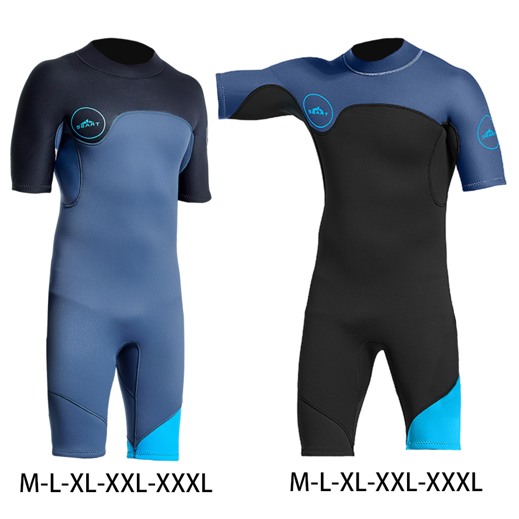 Mens 2mm Shorty Rubber Wetsuit, Keep Warm Diving Suit Back Zip Wetsuit for Diving Snorkeling Surfing Swimming