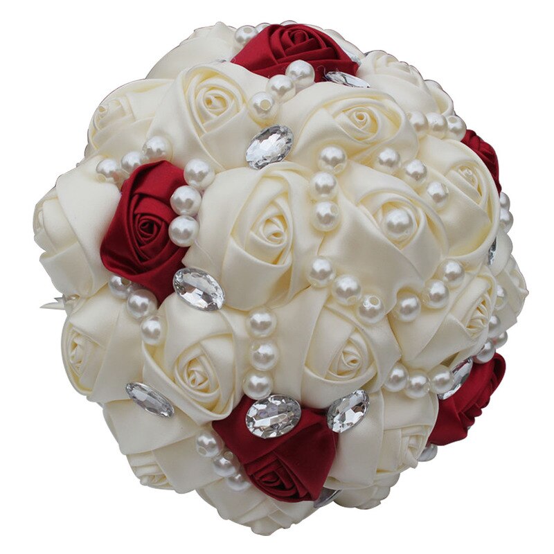 Brudebuket bryllupsbuket mariage kunstig bryllupsbuket kunstig elfenben rose bryllup blomst de mariage