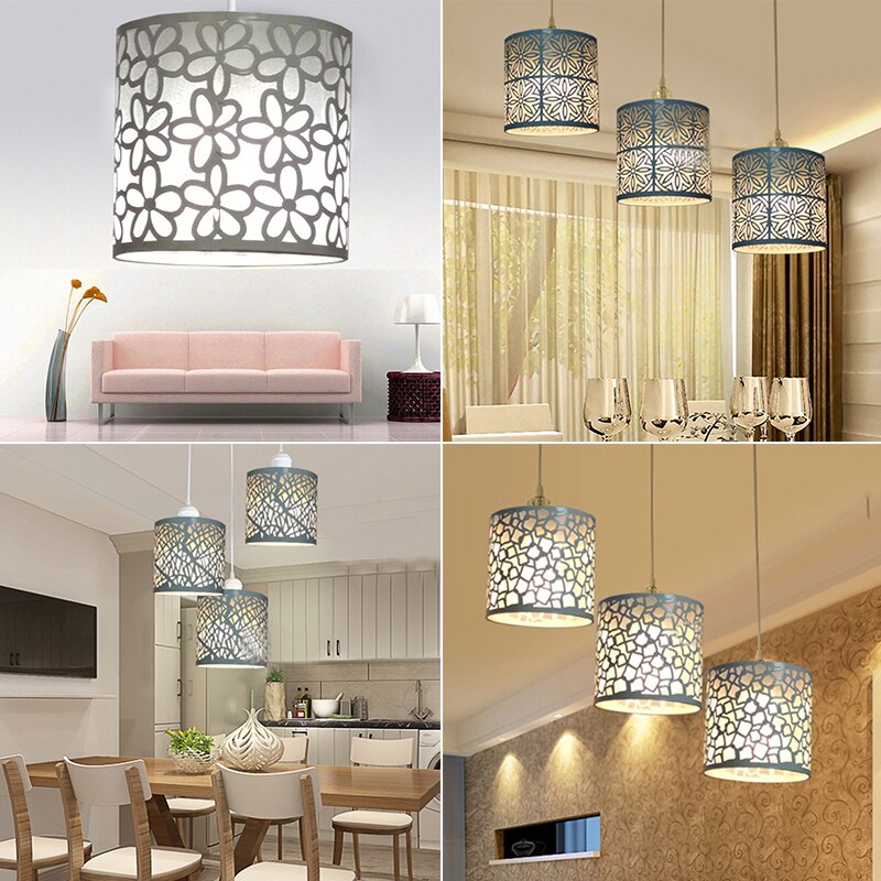 1pc 14*14cm järn + pvc lampskärm blommigt bord / tak taklampa skärm lampskärm lampskydd vit för hem restaurang kafé