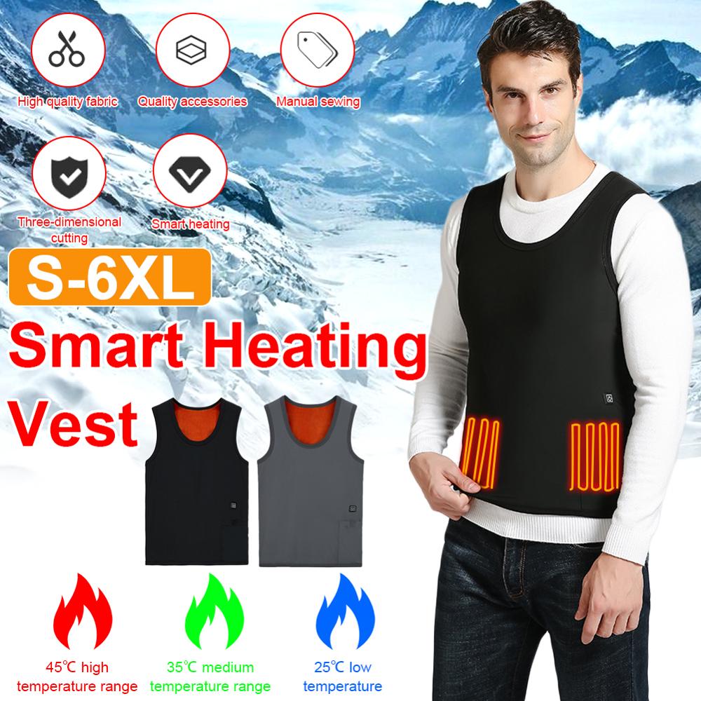 USB Smart Electric Heated Vest Warm 3 Adjustable Temperature Levels Abdomen Back Heating Vest Winter Keep warm For Outdoor sport