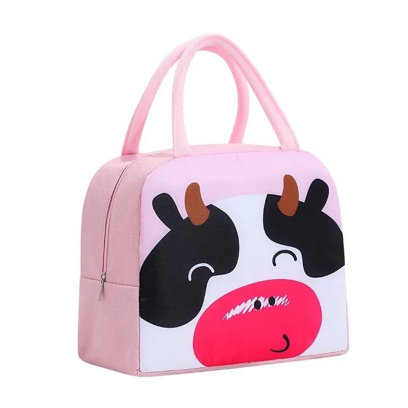 Children Lunch Bag Portable Cute Dinosaur Animals Waterproof Food Warmer Lunch Box Insulated Bag Kids School Food Storage Bags: Silver