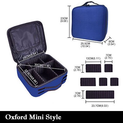 Kvinner merke makeup case full kosmetisk veske arrangør skinn skjønnhet manikyr reise sminke koffert: C stil blå