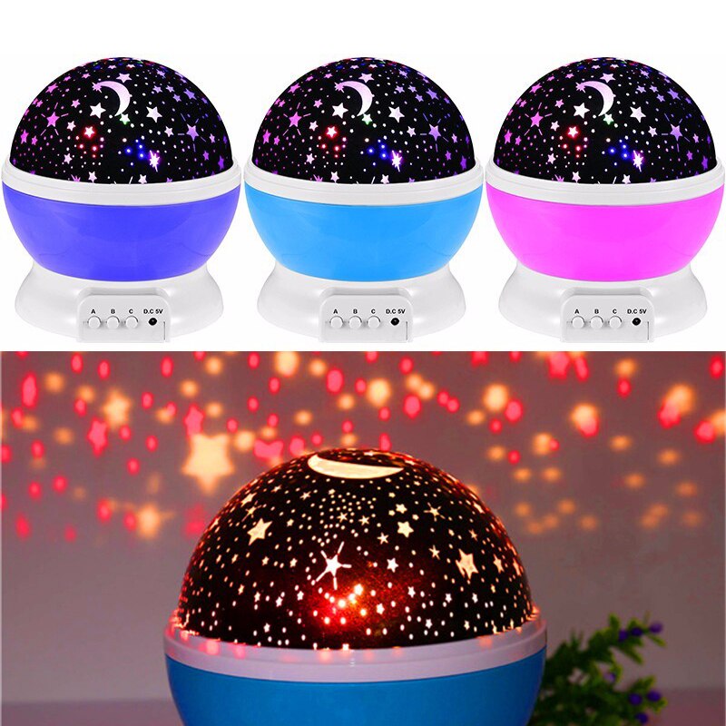 Novelty Moon Sky Star Night Light Projector Lamp Romantische Roterende Projectie Kids Kinderen Baby Bed Kamer Slapen Nachtlampje