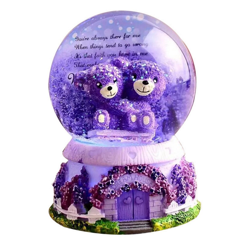 Caja de música con forma de bola de cristal, globo de nieve luminoso, de pareja, decoración festiva para el hogar, de San Valentín: G