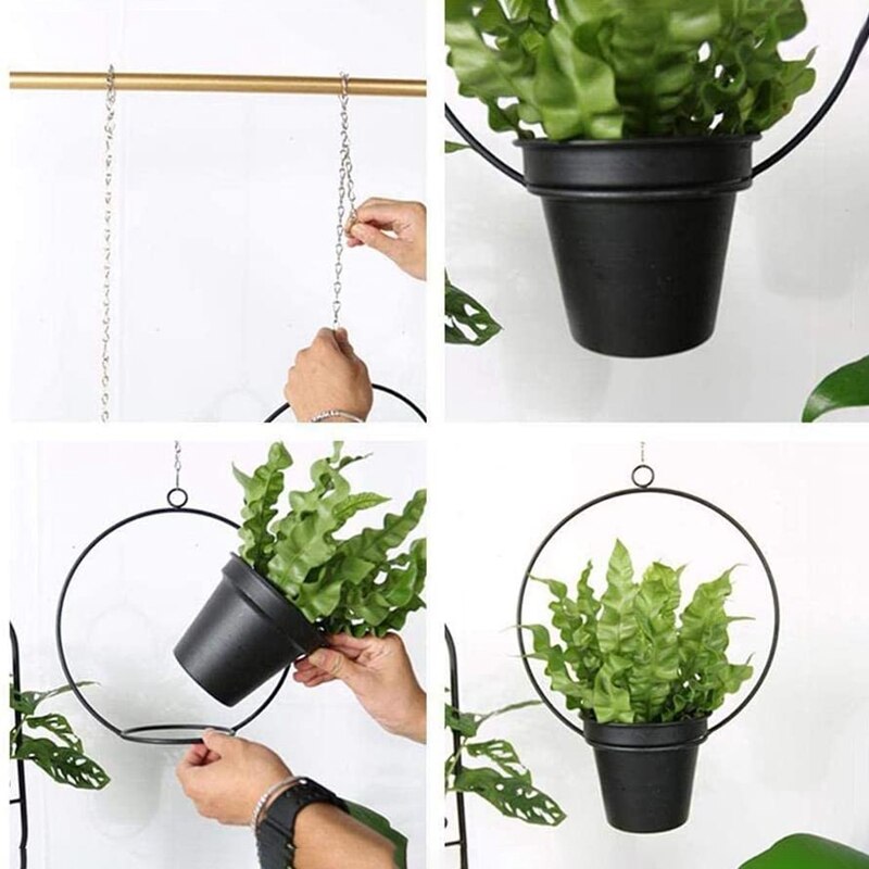 Vasi da fiori per piante sospese, 4 pezzi, appesi per decorazioni da parete per fiori, decorazioni da giardino a soffitto per balcone, con catena sospesa
