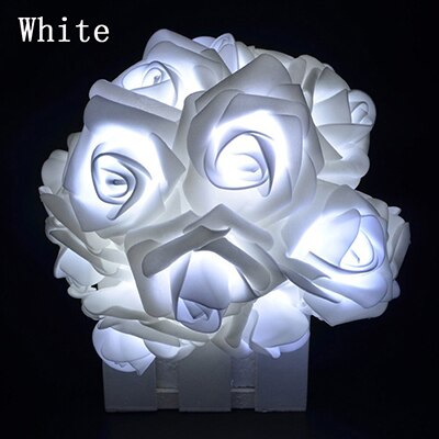 1.5M 10led Rose Bloem Kerst String Lights Battery Operated Valentine Bruiloft Decoratie Bloem Lampen Led Lamp: WHITE