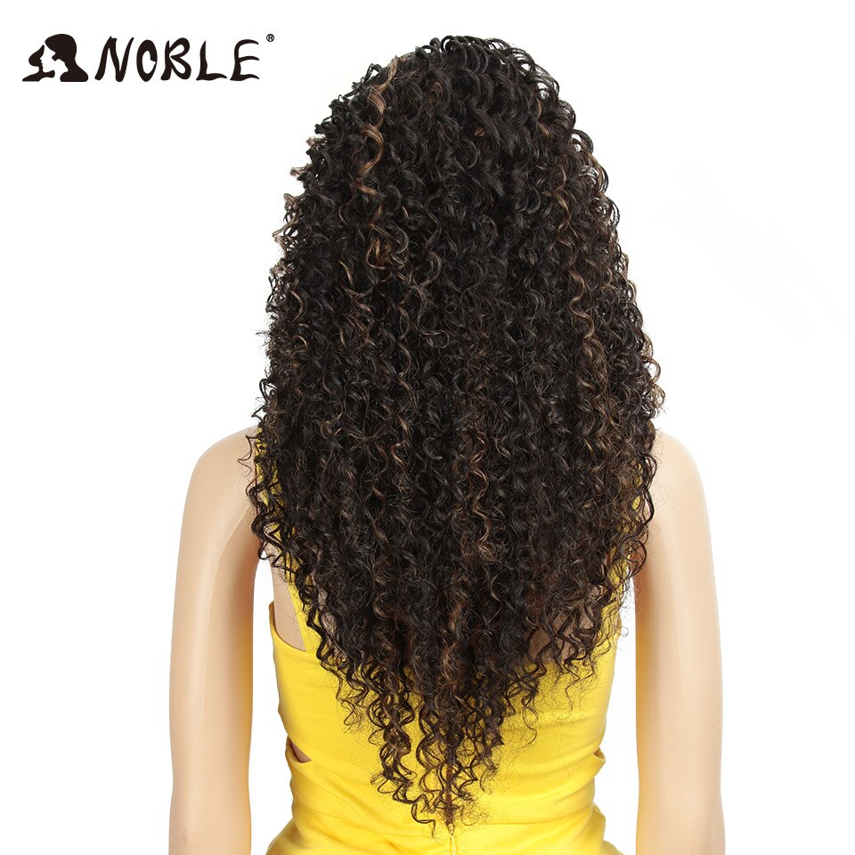Noble Hair 26"Inch Synthetic Lace Front Black Wig African American Long Kinky Curly Heat Resistant Fiber Wigs For Black Women: FS4-27
