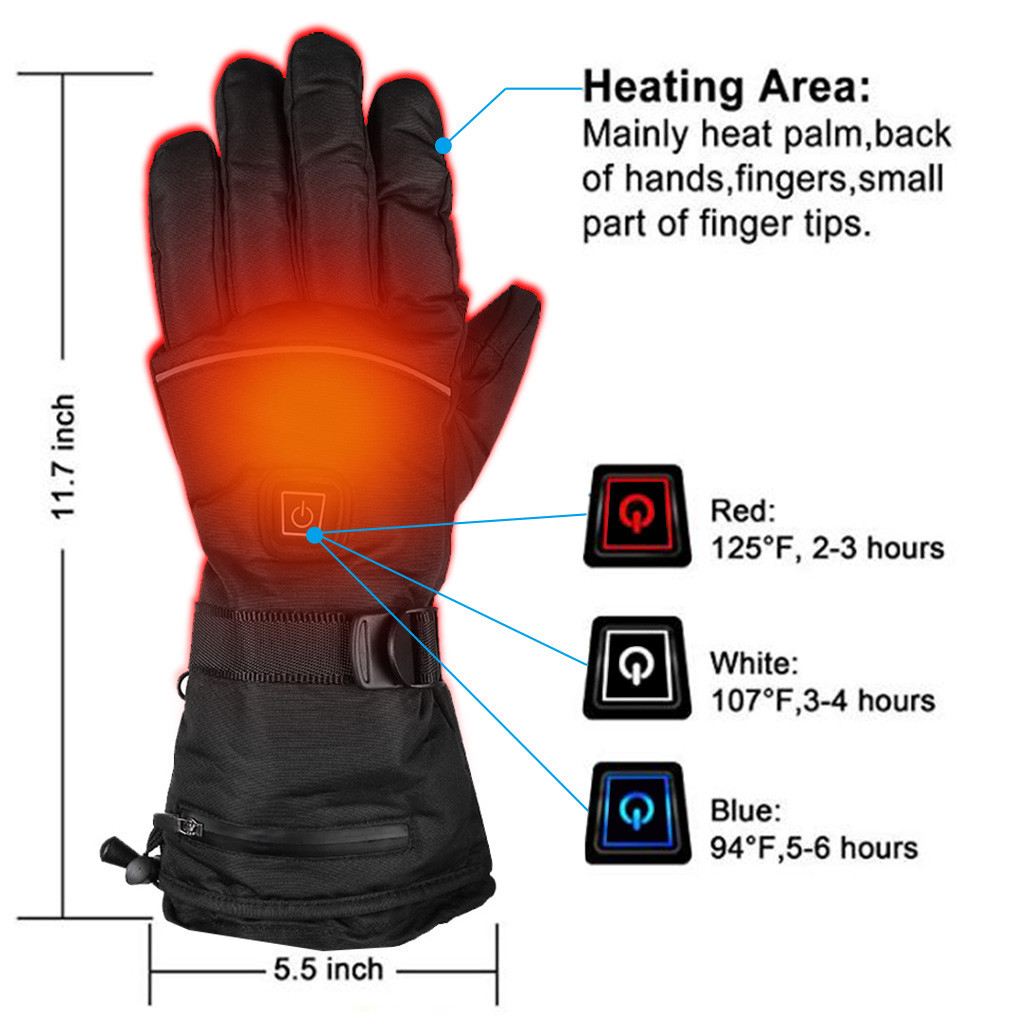 Elektrische Verwarmde Handschoenen Warmte Verwarming Gants Thermische Verstelbare Temperatuur Hand Warm Motorrijden Ski Handschoenen Thermische Guantes
