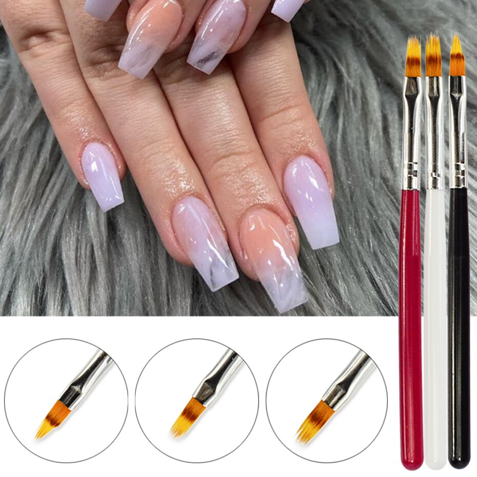 Pincel degradado para uñas, herramienta de manicura con mango de madera, pelo de nailon, negro y blanco, 1 ud., NL285