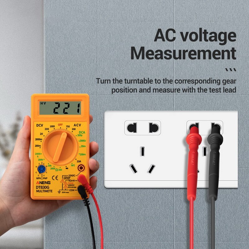 DT830 Digital Multimeter Voltmeter Ammeter Ohmmeter DC10V~1000V 10A AC 750V Current Tester Test LCD Display