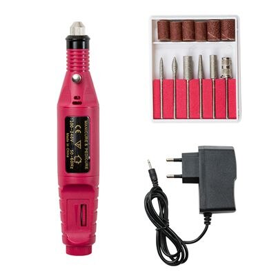 Elektrisk negleboremaskine kit manicure maskine 25000 rpm nail art pen pedicure neglefil negle art værktøjer kit: Lyserød eu-stik