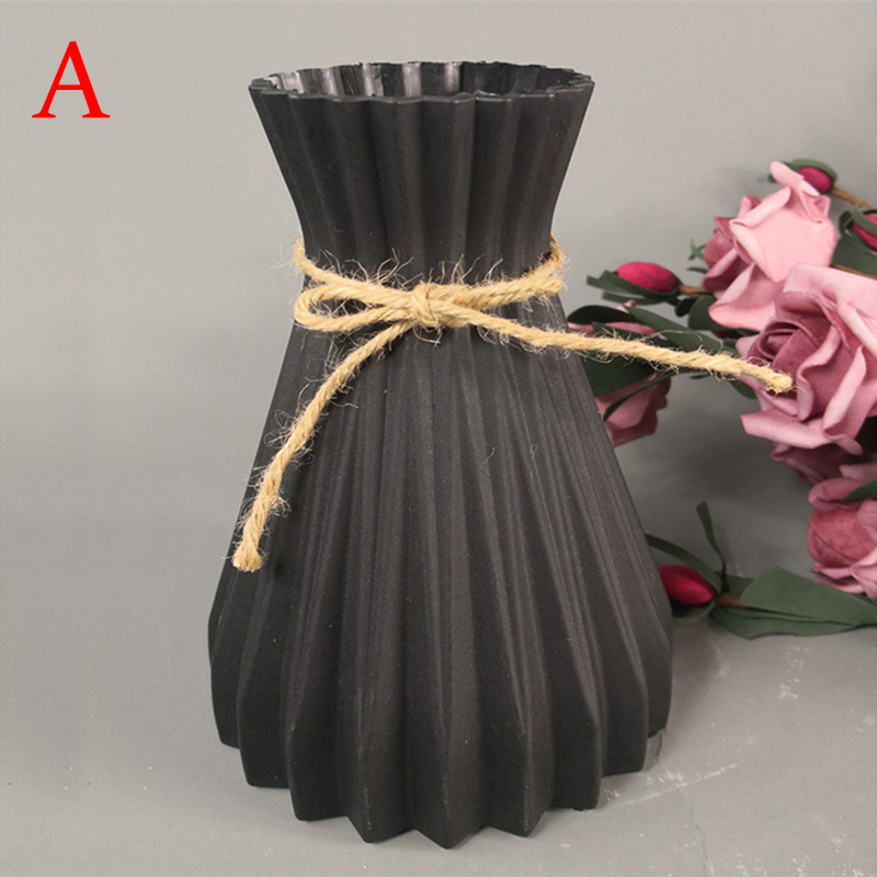 Wazon plastikowy nowy nowoczesny minimalistyczny biały szary czarny różowy imitacja kwiat rattanu wazon wysokiej jakości domu salon rzemieślnicze dekoracje: A