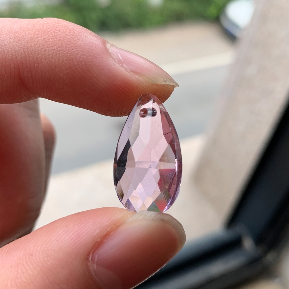 10pc rosa dråpeglass krystall 20mm lysekrone del lampe prisme solfanger gjør-det-selv anheng øye tåre fasettert