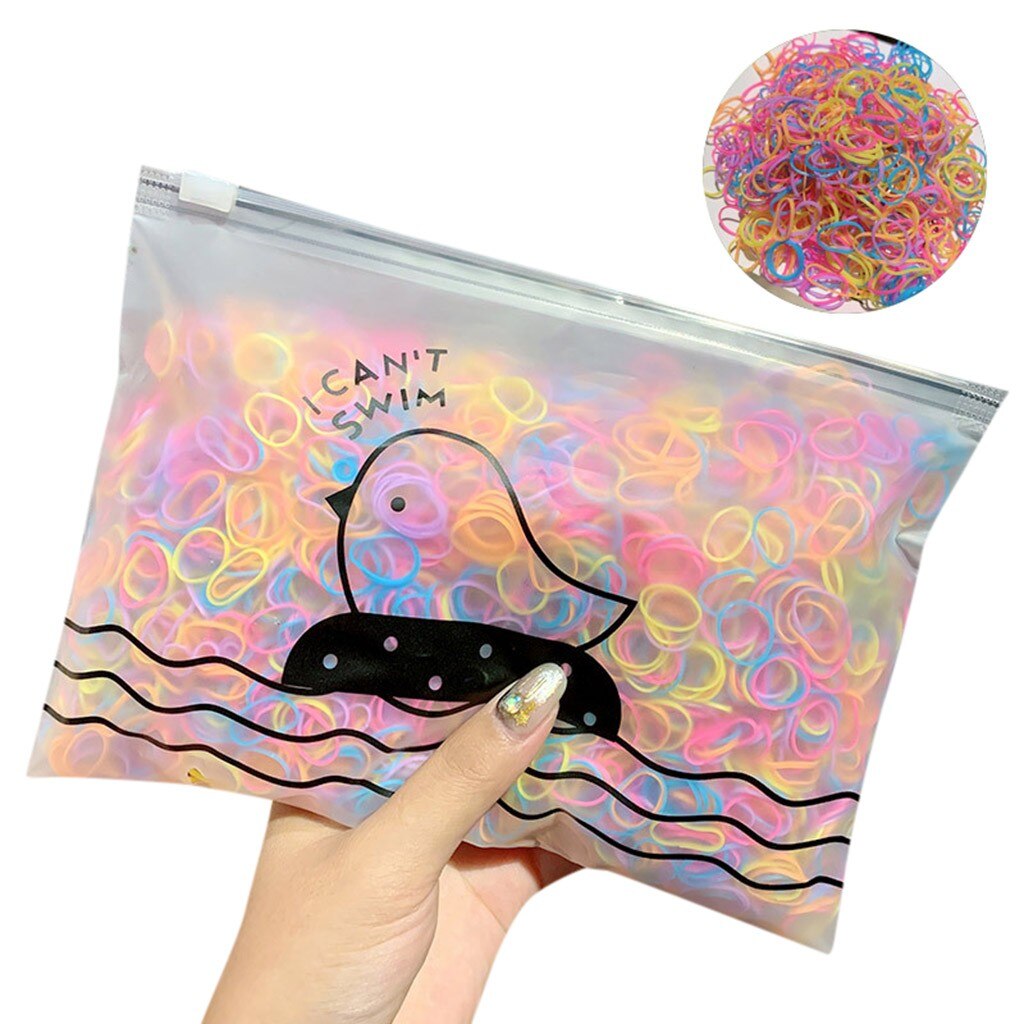 1000 Stck/Pack Mädchen Bunte Kleine Einweg Gummi Band Gummi Pferdeschwanz Halfter Elastische Haar Band: E