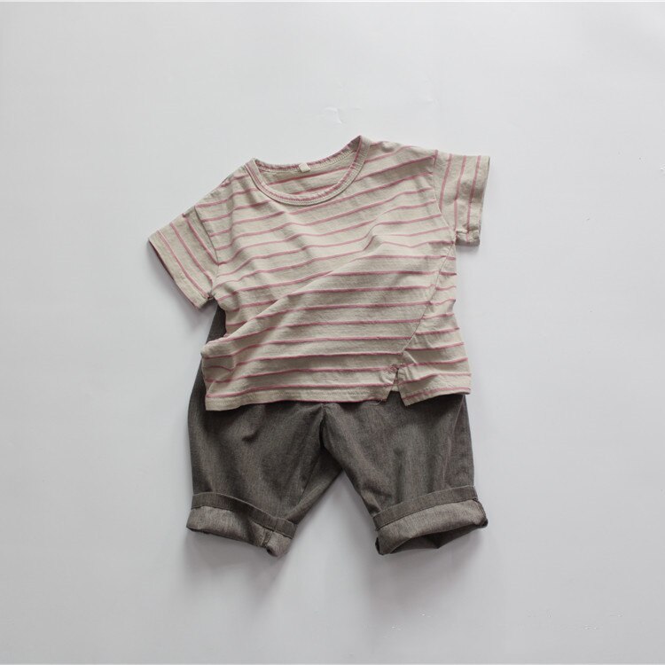 sommer Neue retro Gestreiften Baby Jungen T-Hemden kurze Hose Ärmel Spitzen lässig freundlicher Abschläge