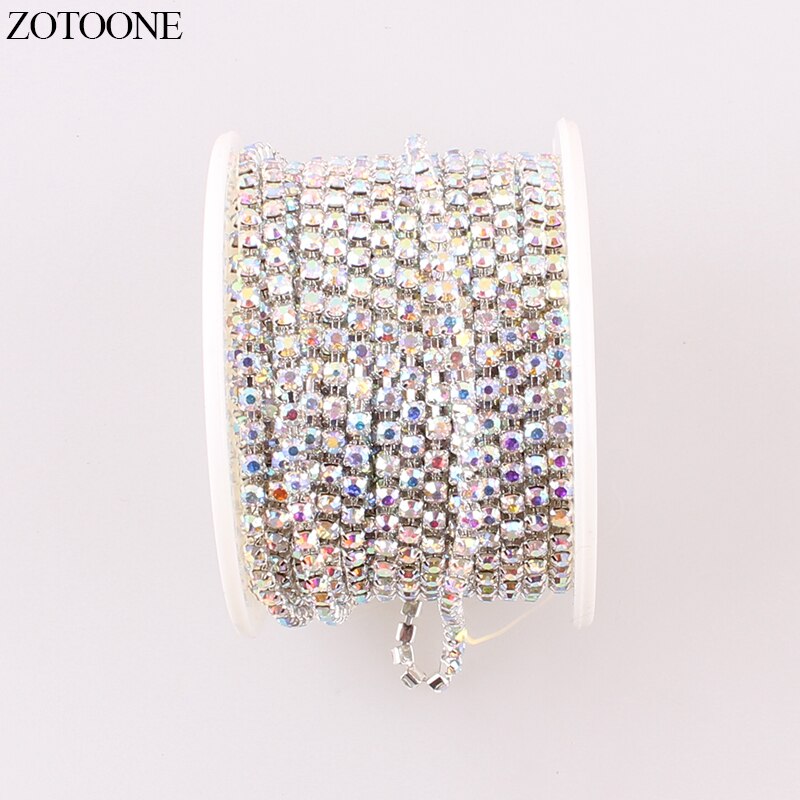 Zotoone diy gouden motief strass steentjes voor kleding strass zilveren klauwketting strass rand lijm nagels stickers naai accessoires c