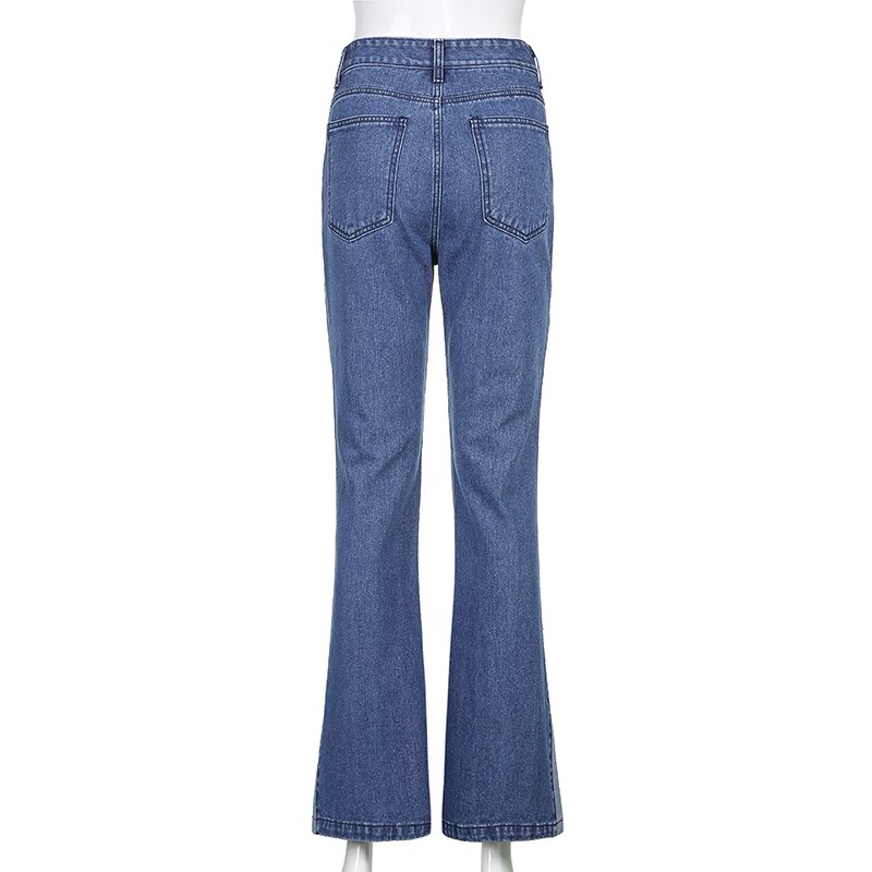 Damskie patchworkowe nadruk z motylem spodnie jeansowe Vintage Cyber Y2k workowate jeansy rozkloszowane 90s spodnie Harajuku Jogger nowa, w stylu Streetwear