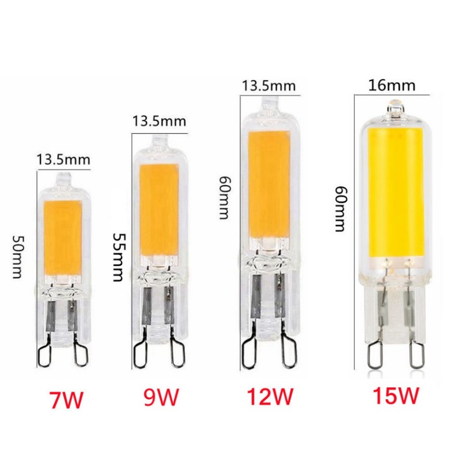 HZZKZZ bombilla LED G9 superbrillante 7W 9W 12W15W 220V lámpara de vidrio luz de potencia constante iluminación LED bombillas G9 COB