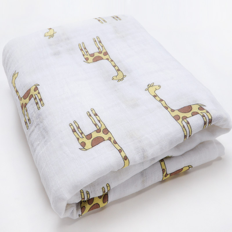Bomull babyfilt nyfödd bebe linda wrap barnvagn tillbehör flamingo tecknat djurtryck babyprylar: Giraffen