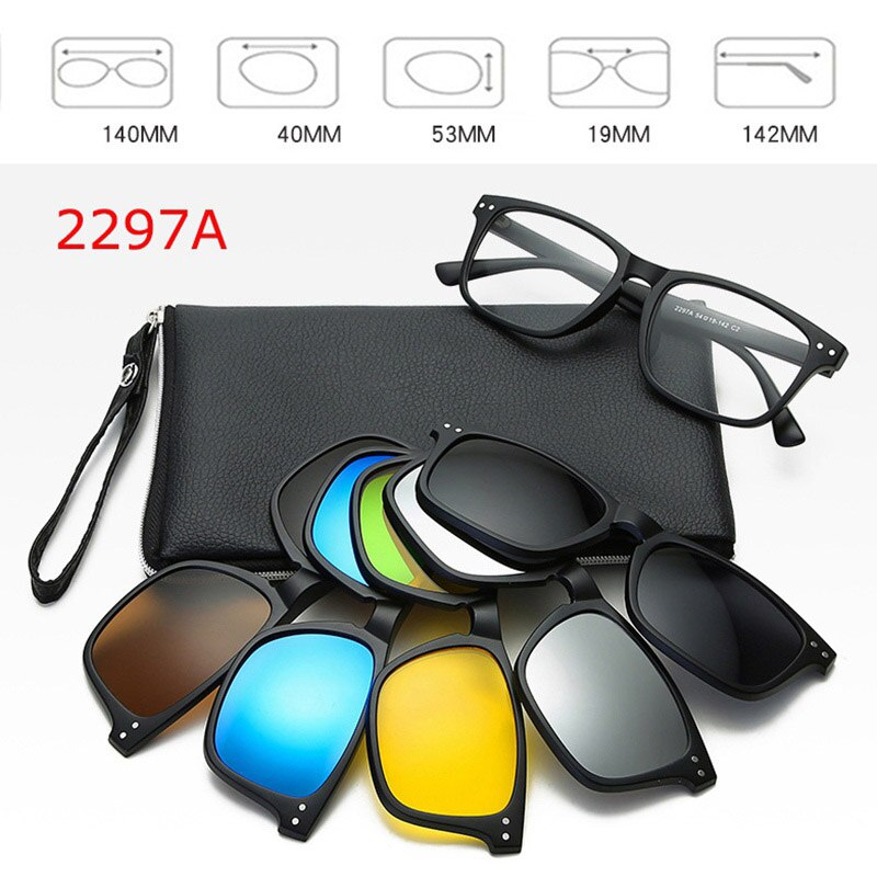 Moda optyczna ramka do okularów mężczyźni kobiety krótkowzroczność z 5 okulary przeciwsłoneczne w formie nakładki spolaryzowane okulary magnetyczne dla mężczyzn okulary RS1019: RS1019 2297A
