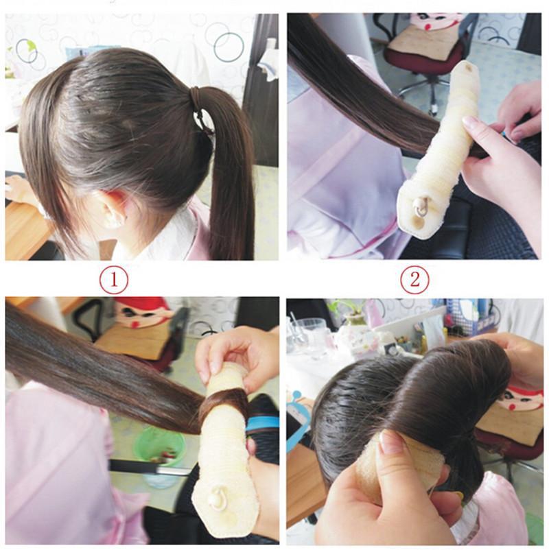 2 Pcs/Set Women Sponge Hair Styling Donut Bun Maker Rollers Magic easy using Former Ring Shaper Styler Tool