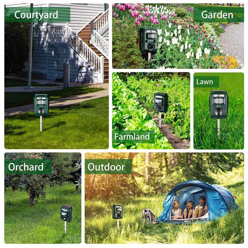 Solar Animal Repeller Ultrasone PIR Bewegingssensor Repellent Outdoor Tuin Pest Vogel Kat Hond Vleermuis Repellent Houd Dieren Weg