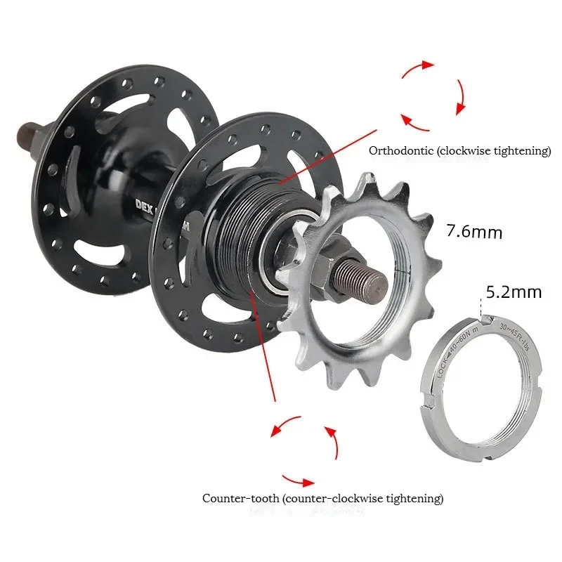 Deemount fast gear cykel friløb tandhjul nav låsning 1 speed fixie cykel gevind låseringe 13t 14t 15t 16t 17t 18t