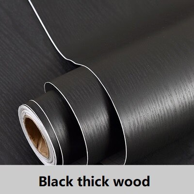 Vinyl PVC Selbst Klebe Tapete Wohnkultur Möbel Renovierung Küche Schrank Schrank Wasserdichte Holzmaserung Zauberstab Aufkleber: Schwarz dick Holz