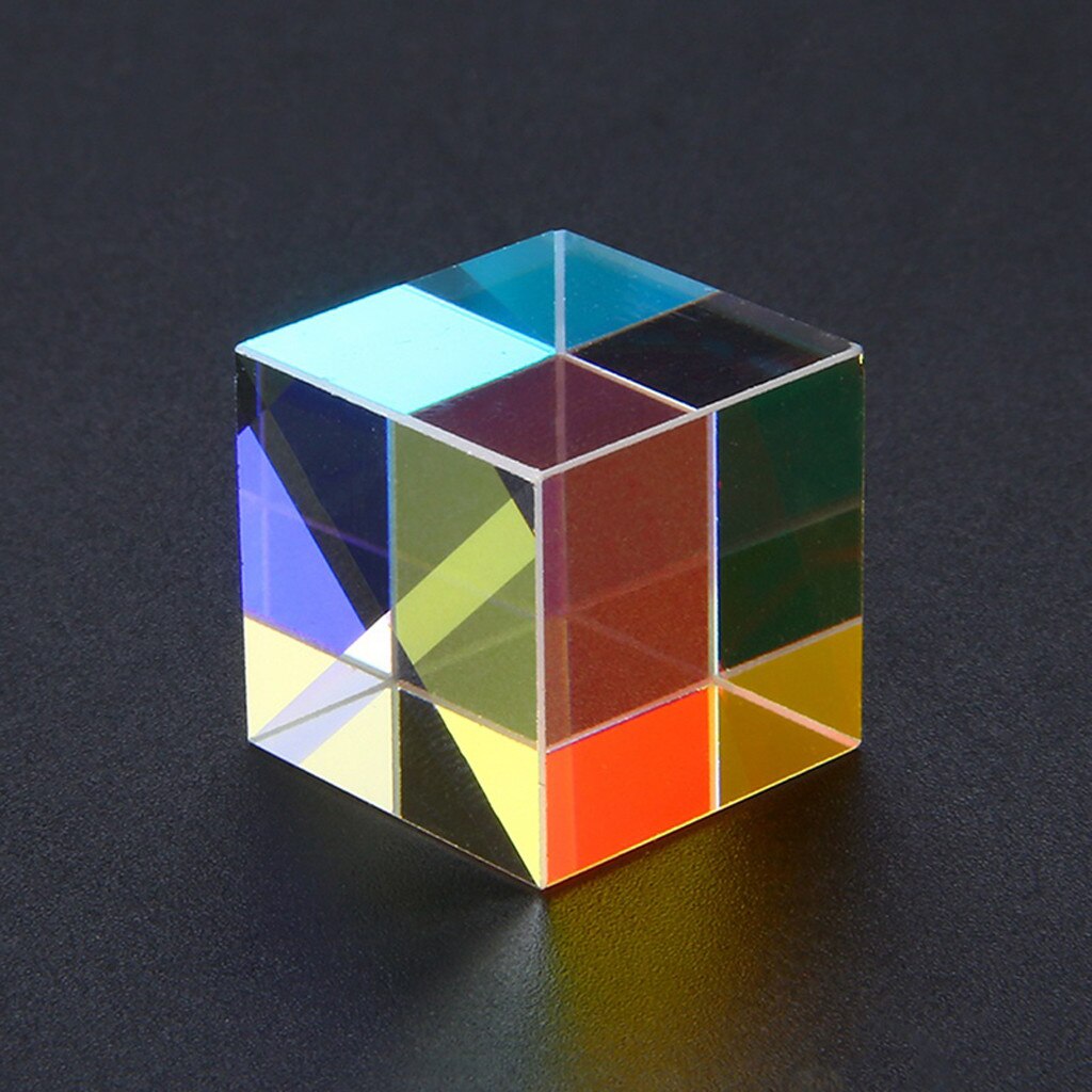 Optical Experiment Instrument CMY Optical Prism Cubes - Optical Glass Prism, RGB Dispersion Six-Sided Rainbow Cube of Light Colo