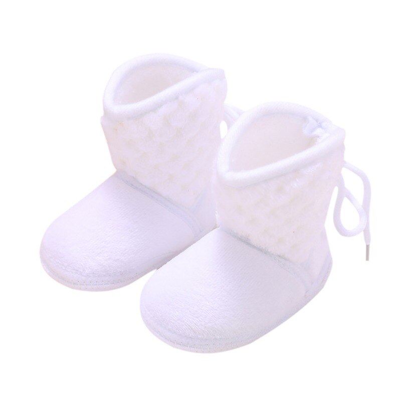 Newborn Baby Boots Baby Winter ShoesInfant Warm Solid Color Plus Velvet Tie Flowers Baby Girl Shoes Boots 0-18M: W / 7-12 Months